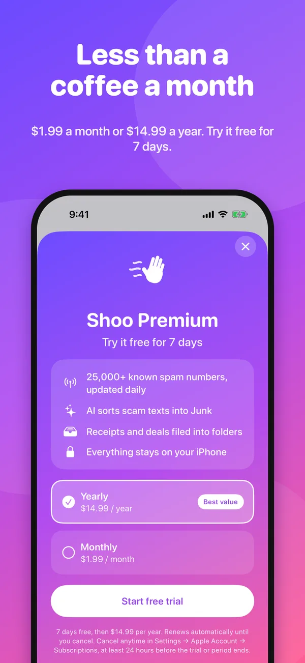 Shoo pricing screen
